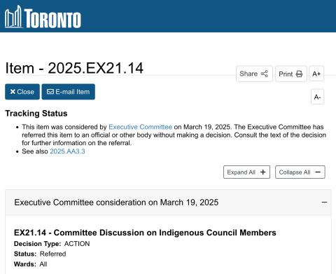 Committee Discussion on Indigenous Council Members